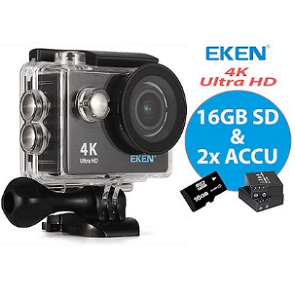 EKEN H9R WIFI Actioncam 4K 16GB SD Card + Extra Battery
